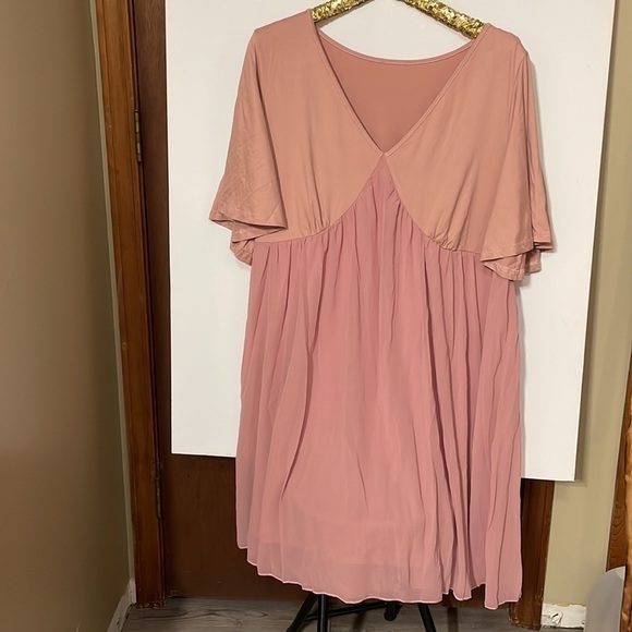 Pink Plus Size Chiffon Style Babydoll Dress - Picture 7 of 16